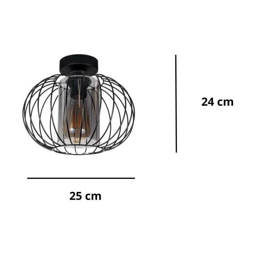 Tvirtinamas sietynas CORRINI 1xE27/60W/230V diametras 25 cm juoda/pilka