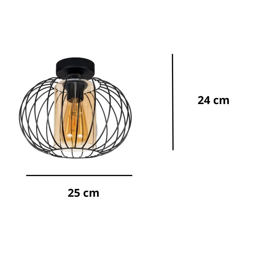 Tvirtinamas sietynas CORRINI 1xE27/60W/230V diametras 25 cm juoda/smėlio spalva