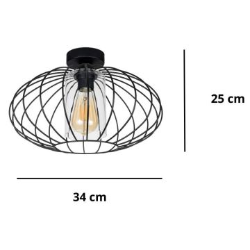 Tvirtinamas sietynas CORRINI 1xE27/60W/230V diametras 34 cm juoda/permatoma