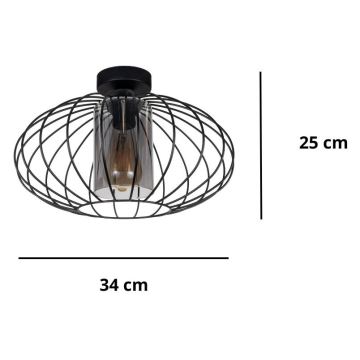 Tvirtinamas sietynas CORRINI 1xE27/60W/230V diametras 34 cm juoda/pilka