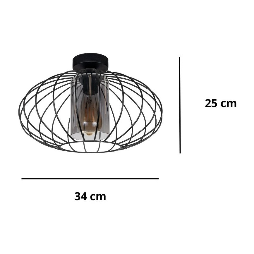 Tvirtinamas sietynas CORRINI 1xE27/60W/230V diametras 34 cm juoda/pilka