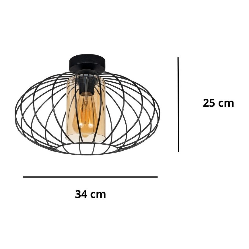 Tvirtinamas sietynas CORRINI 1xE27/60W/230V diametras 34 cm juoda/smėlio spalva