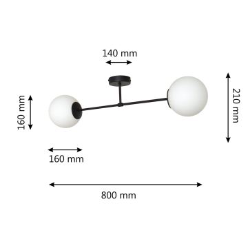 Tvirtinamas sietynas MOON 2xE27/15W/230V juoda