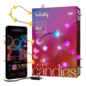 Twinkly - LED RGB šviesos reguliavimas Kelėdinė girlianda CANDIES 200xLED 14 m USB Wi-Fi