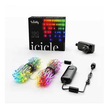 Twinkly - LED RGB šviesos reguliavimas lauko Kalėdinė užuolaida ICICLE 190xLED 11,5m IP44 Wi-Fi