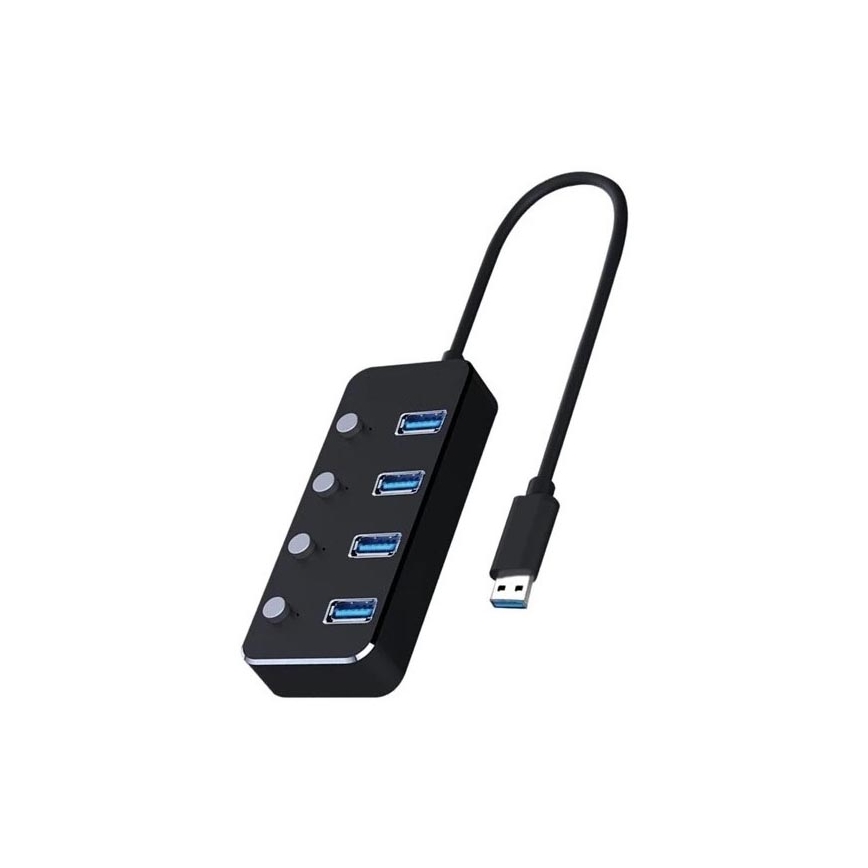 USB Skirstytuvas su jungikliais 4xUSB-A 3.0 juodas