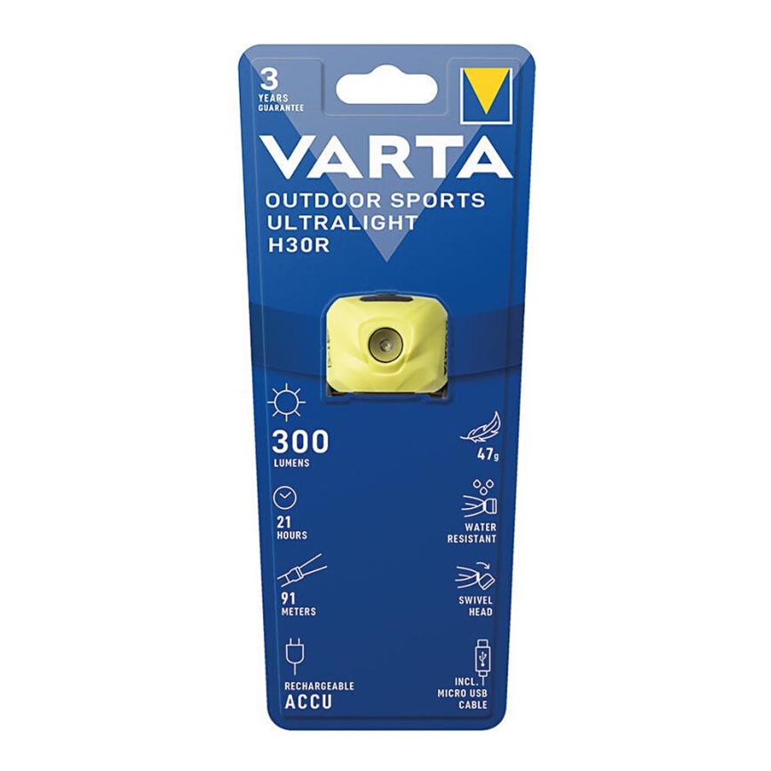 Varta 18631201401 - LED Pritemdomas įkraunamas galvos žibintas OUTDOOR SPORTS LED/5V IPX4 geltona