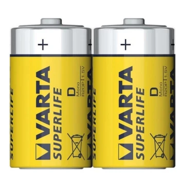 Varta 2020 - 2 vnt cinko-anglies baterijos   SUPERLIFE D 1,5V