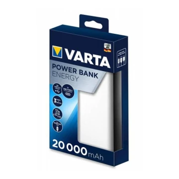 Varta 57978101111 - maitinimo bankas ENERGY 20000mAh / 2x2,4V balta