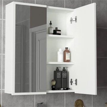 Vonios spintelė su veidrodžiu KAYLA 78x60 cm balta