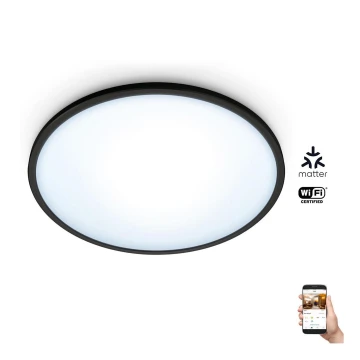 WiZ - LED Reguliuojamas lubinis šviestuvas SUPERSLIM LED/16W/230V 2700-6500K Wi-Fi juodas