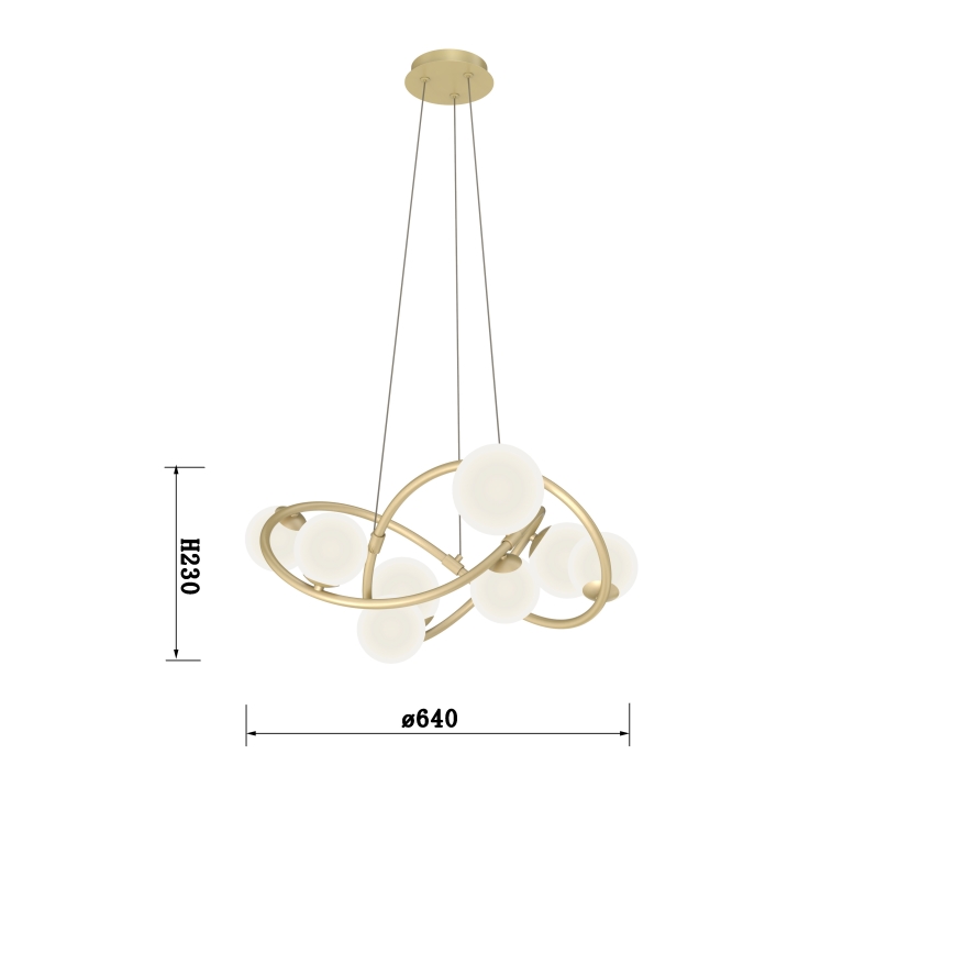 Wofi 7014-801 - LED Pakabinamas sietynas NANCY 8xG9/3,5W/230V auksas/balta