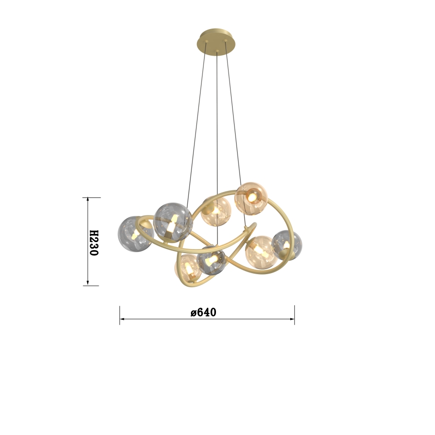 Wofi 7014-804 - LED Pakabinamas sietynas NANCY 8xG9/3,5W/230V auksas/pilka