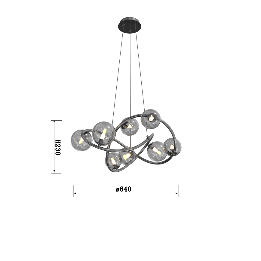 Wofi 7014-805 - LED Pakabinamas sietynas NANCY 8xG9/3,5W/230V juodas chromas