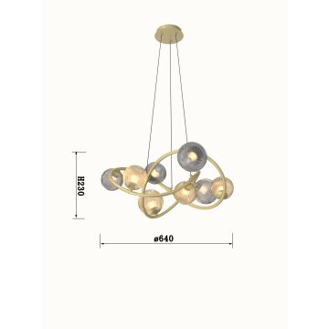 Wofi 7015-804 - LED Pakabinamas sietynas METZ 8xG9/3,5W/230V auksas/pilka