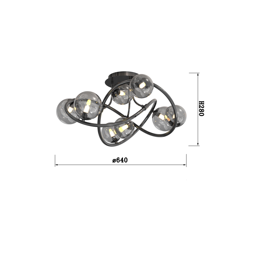 Wofi 9014-805 - LED Ant pagrindo montuojamas sietynas NANCY 8xG9/3,5W/230V juodas chromas