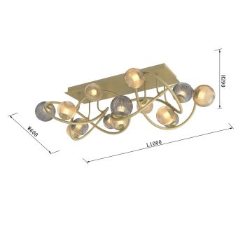 Wofi 9015-1204 - LED Ant pagrindo montuojamas sietynas METZ 12xG9/3,5W/230V auksas/pilka