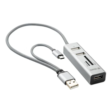 Yenkee – USB 2.0 ir USB-C OTG skirstytuvas ir kortelių skaitytuvas