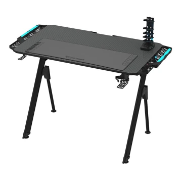 Žaidimų stalas FALCON su LED RGB foninis apšvietimas 116x60 cm juoda