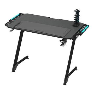 Žaidimų stalas SNAKE su LED RGB foninis apšvietimas 100x60 cm juoda