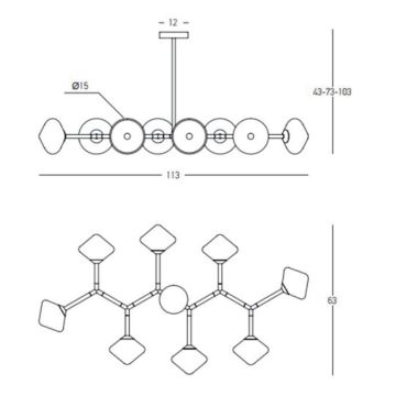 Zambelis 23023 - Sietynas ant stulpo 8xG9/5W/230V auksas