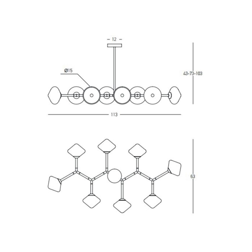 Zambelis 23023 - Sietynas ant stulpo 8xG9/5W/230V auksas