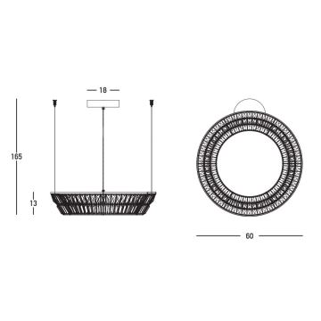 Zambelis 23046 - LED šviesos reguliavimas krištolas Sietynas ant stygos LED/38W/230V CRI 90 3000K diametras 60 cm žalvaris