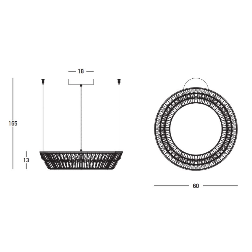 Zambelis 23046 - LED šviesos reguliavimas krištolas Sietynas ant stygos LED/38W/230V CRI 90 3000K diametras 60 cm žalvaris