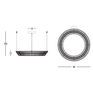 Zambelis 23048 - LED Pritemdomas pakabinamas krištolo sietynas LED/55W/230V CRI 90 3000K diametras 80 cm žalvaris